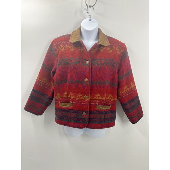 Vintage Woolrich Floral Wool Barn Coat Jacket Blanket Chore L Made In USA - Picture 1 of 10